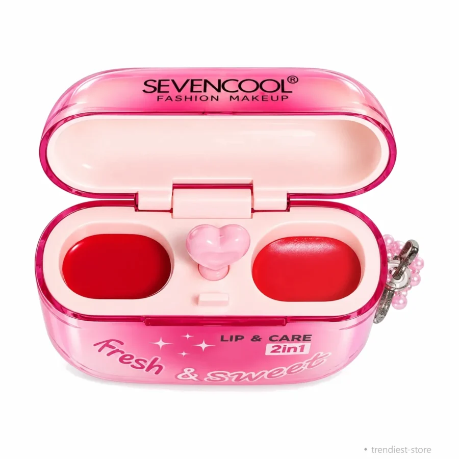(2-in-1-lip-cheek-tint-compact-closed-trendiest-store.webp): Fresh and Perfect 2-in-1 lip and cheek tint compact closed with pearl star charm - Trendiest Store