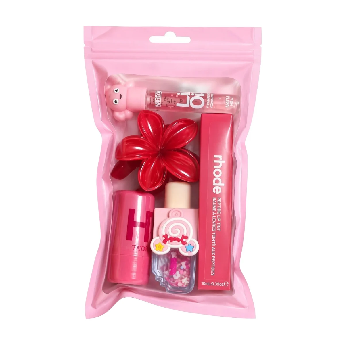 Candy Glam Beauty Kit – 5 Piece Lip Tint, Lip Oil, Blush Stick & Hair Claw Clip Gift Set