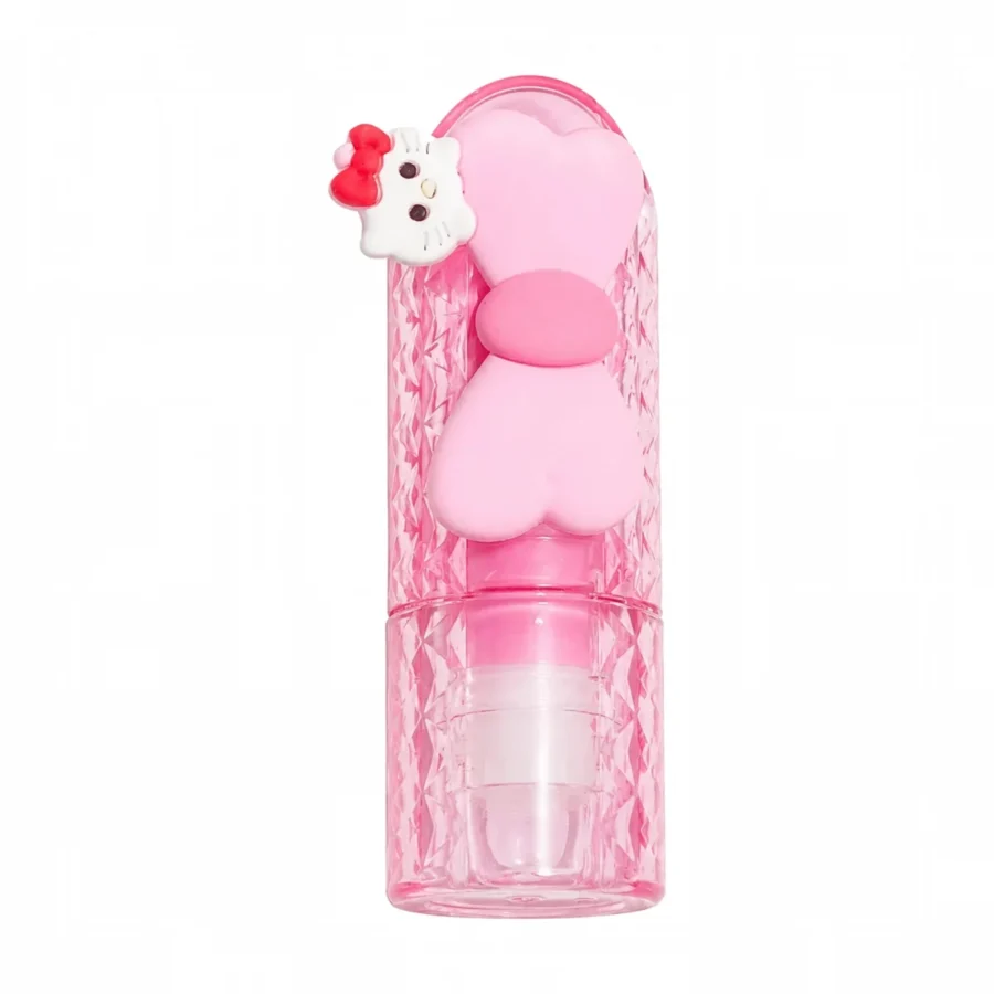Pink lipstick in faceted crystal case with mint bow and 3D cat charm on cap - Trendiest Store