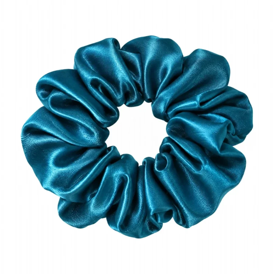 Matcha Green satin scrunchie — product photo