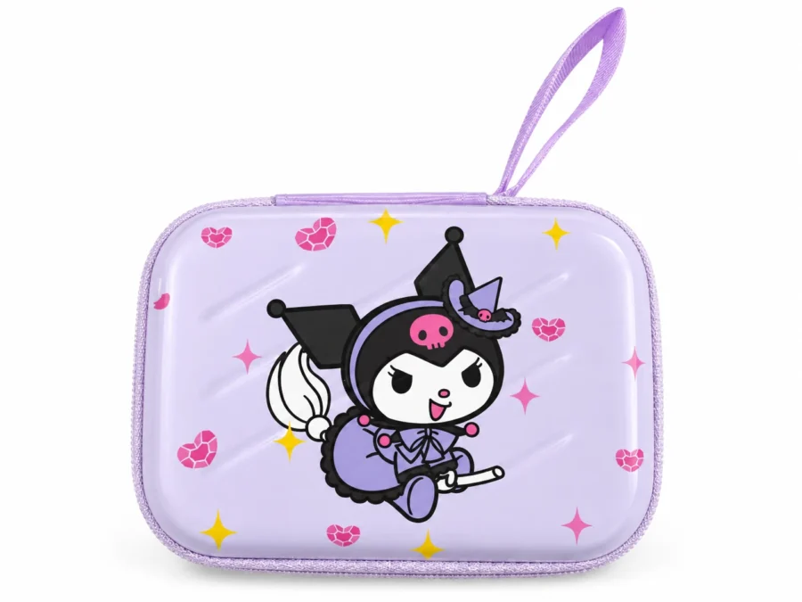 Lavender Jester Bunny Hard Shell Mini Pouch – Zip Coin Purse & Earphone Case with Wrist Strap
