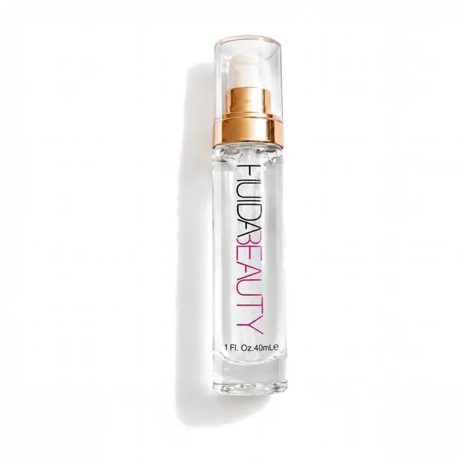 Clear face primer 40ml in a glass pump bottle with rose gold collar