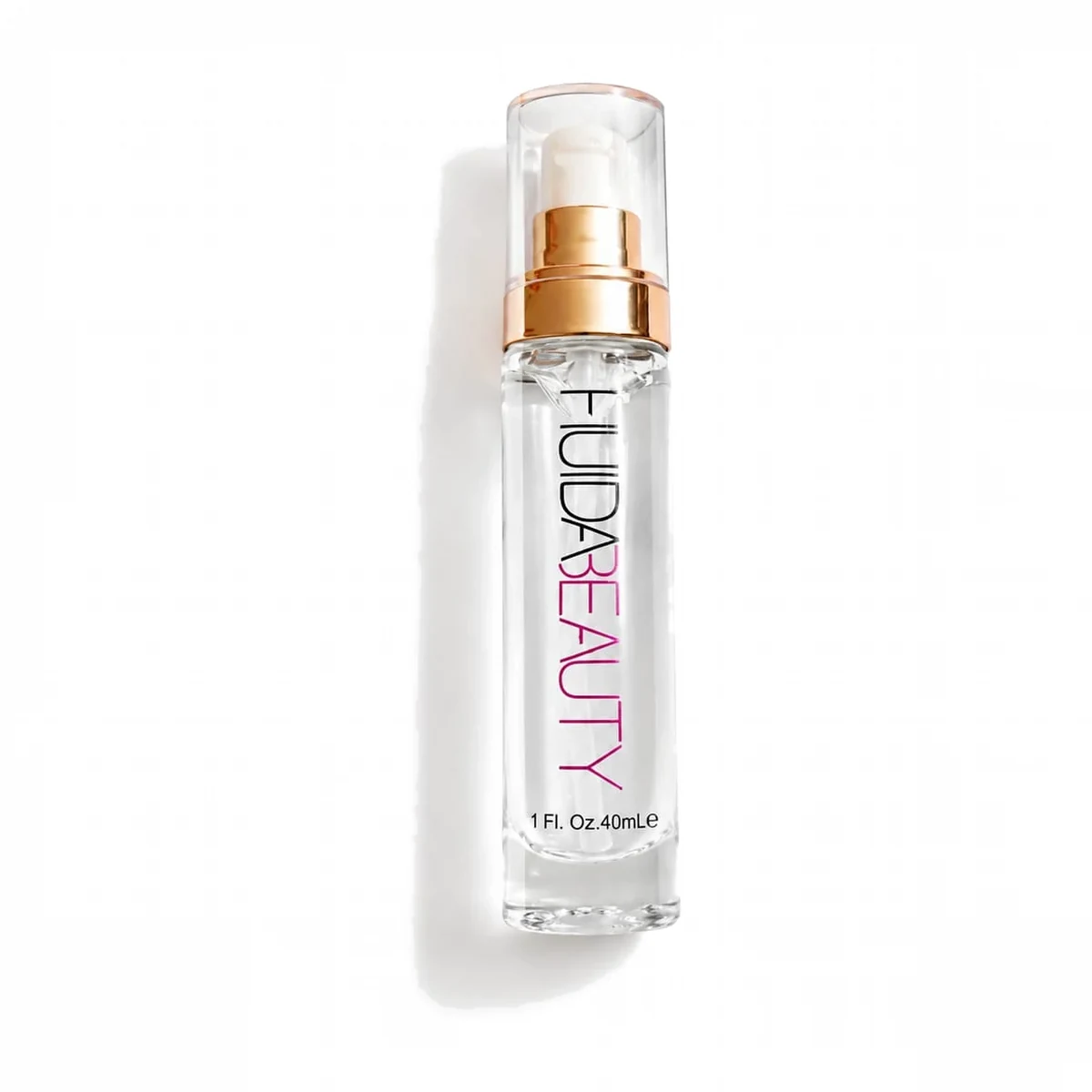 Clear face primer 40ml in a glass pump bottle with rose gold collar