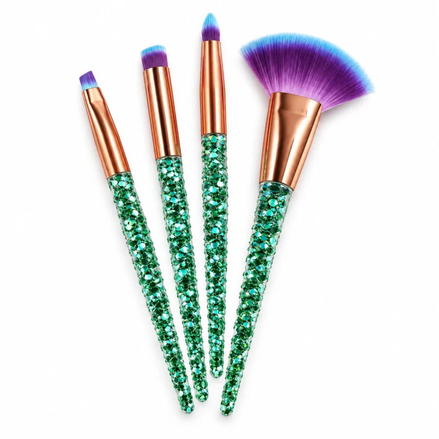 green-mermaid-tail-makeup-brush-set