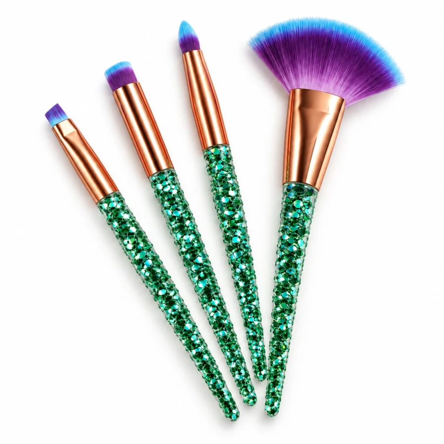 green-mermaid-tail-makeup-brush-set