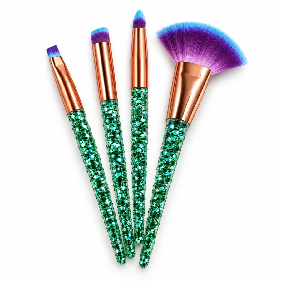green-mermaid-tail-makeup-brush-set