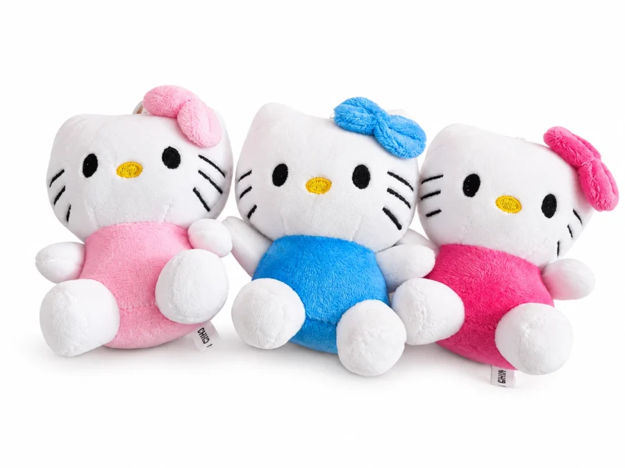 Blue Kitty Plush Keychain – Soft Bag Charm with Metal Keyring