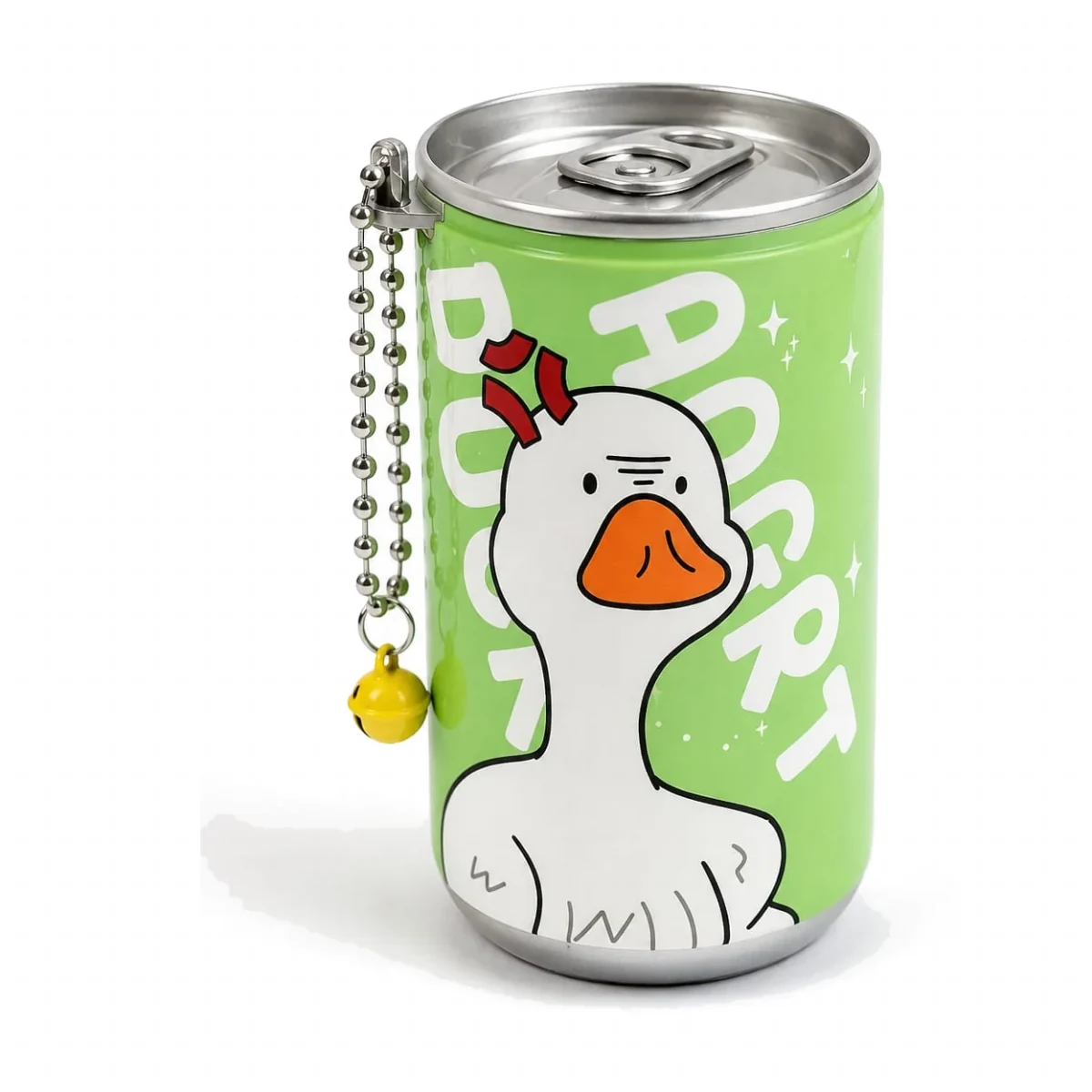 Green duck cartoon mini can wet wipes with bell charm