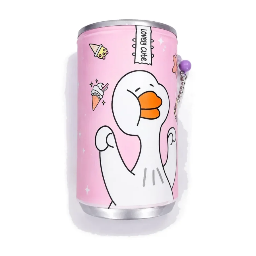Pink duck cartoon mini can wet wipes with bead charm
