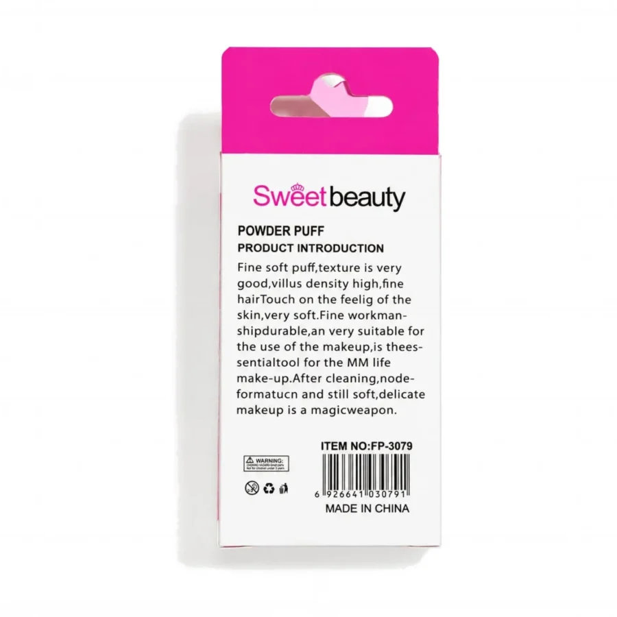 Back of the mini powder puff pack with product details