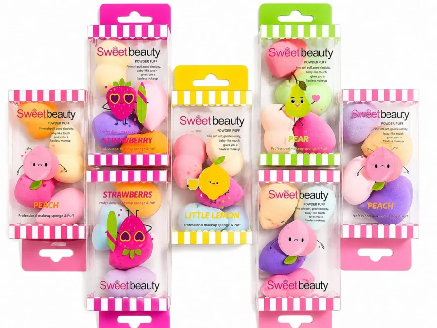 mini sponge sets in Strawberry, Peach, Pear and Little Lemon designs