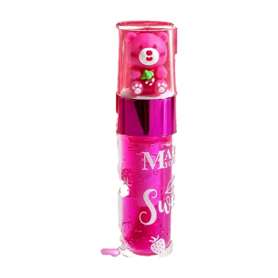 Sweet Teddy Bear Lip Oil tube with pink bear cap - Trendiest Store