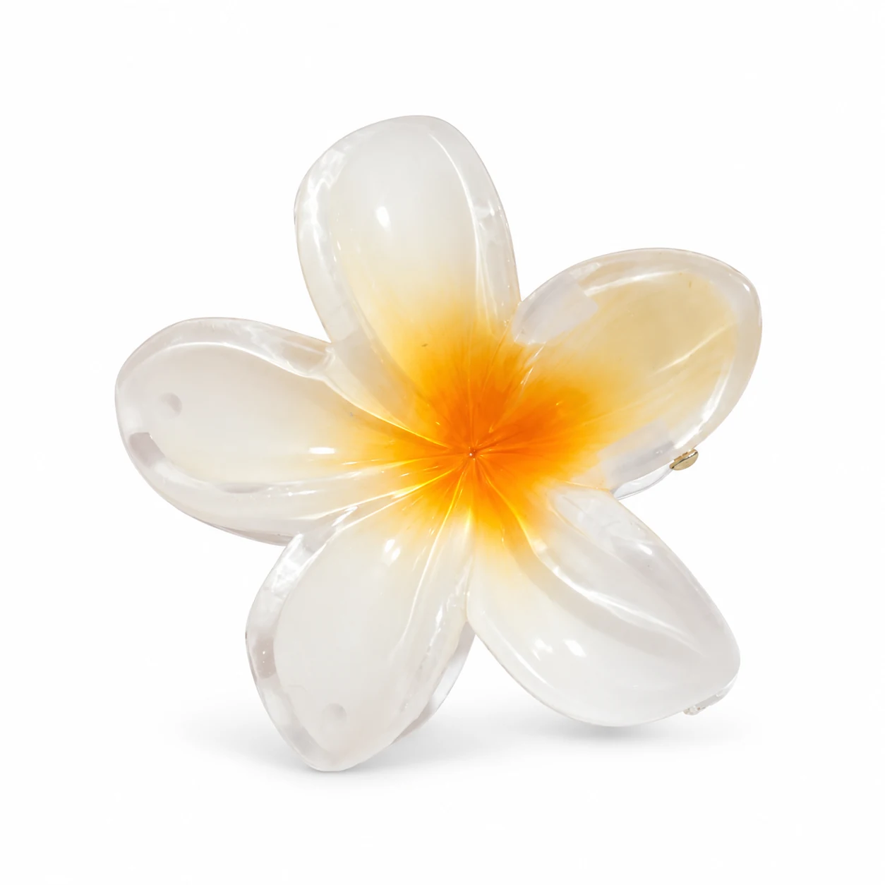 Ivory plumeria flower hair claw clip