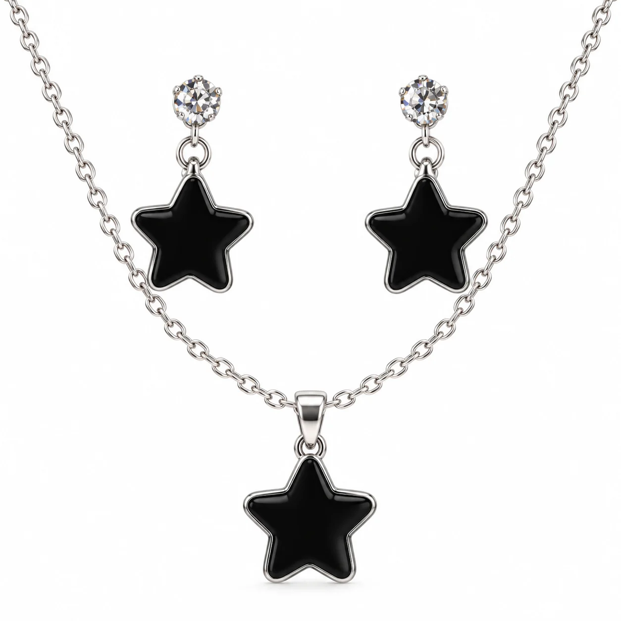 Black Star Necklace & Earrings Set – Charm Jewellery Gift Set