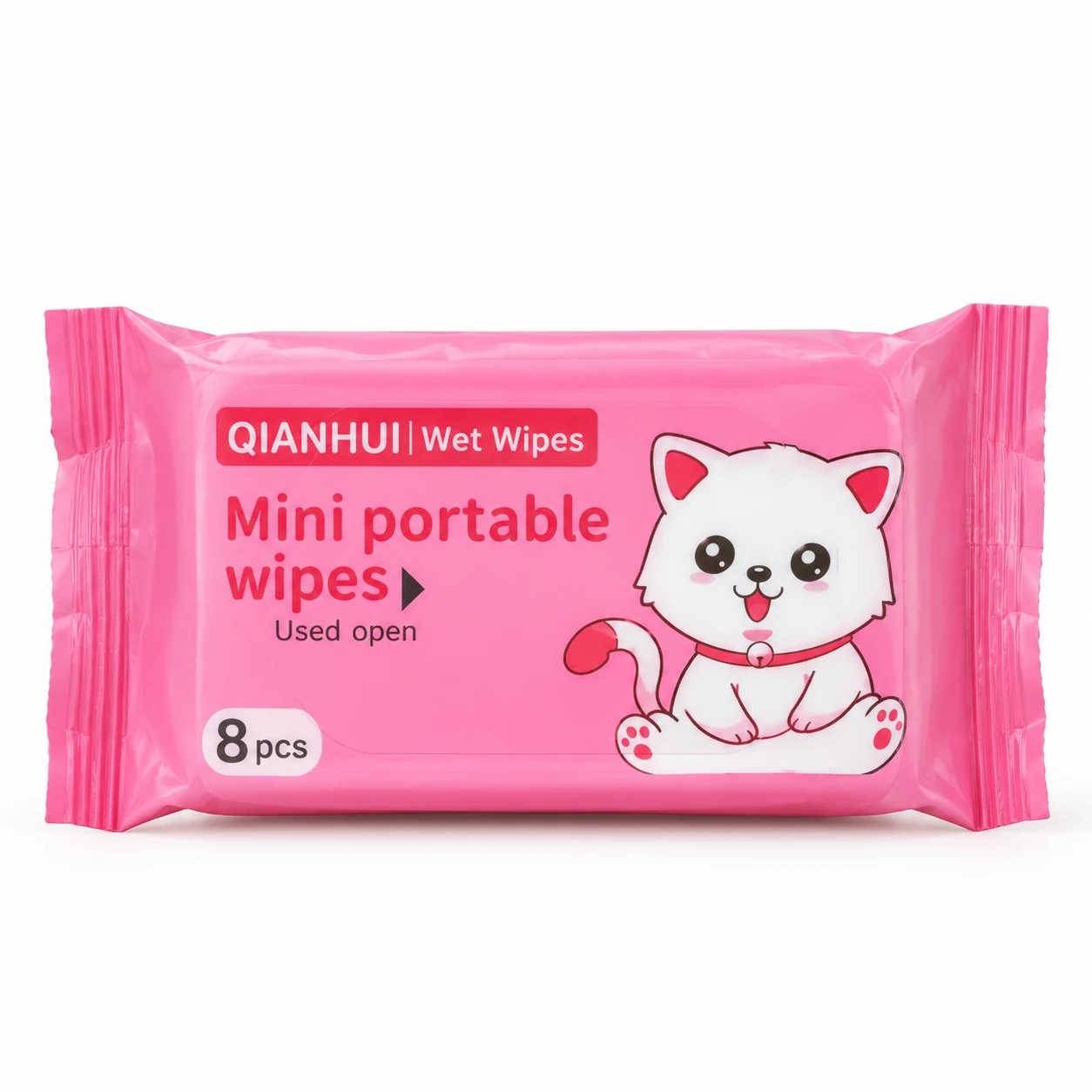 Pink cat mini wet wipes 8 pcs