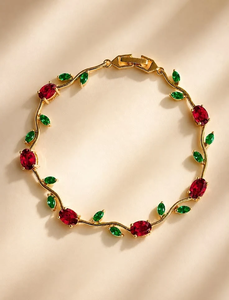 Red and green crystal vine bracelet